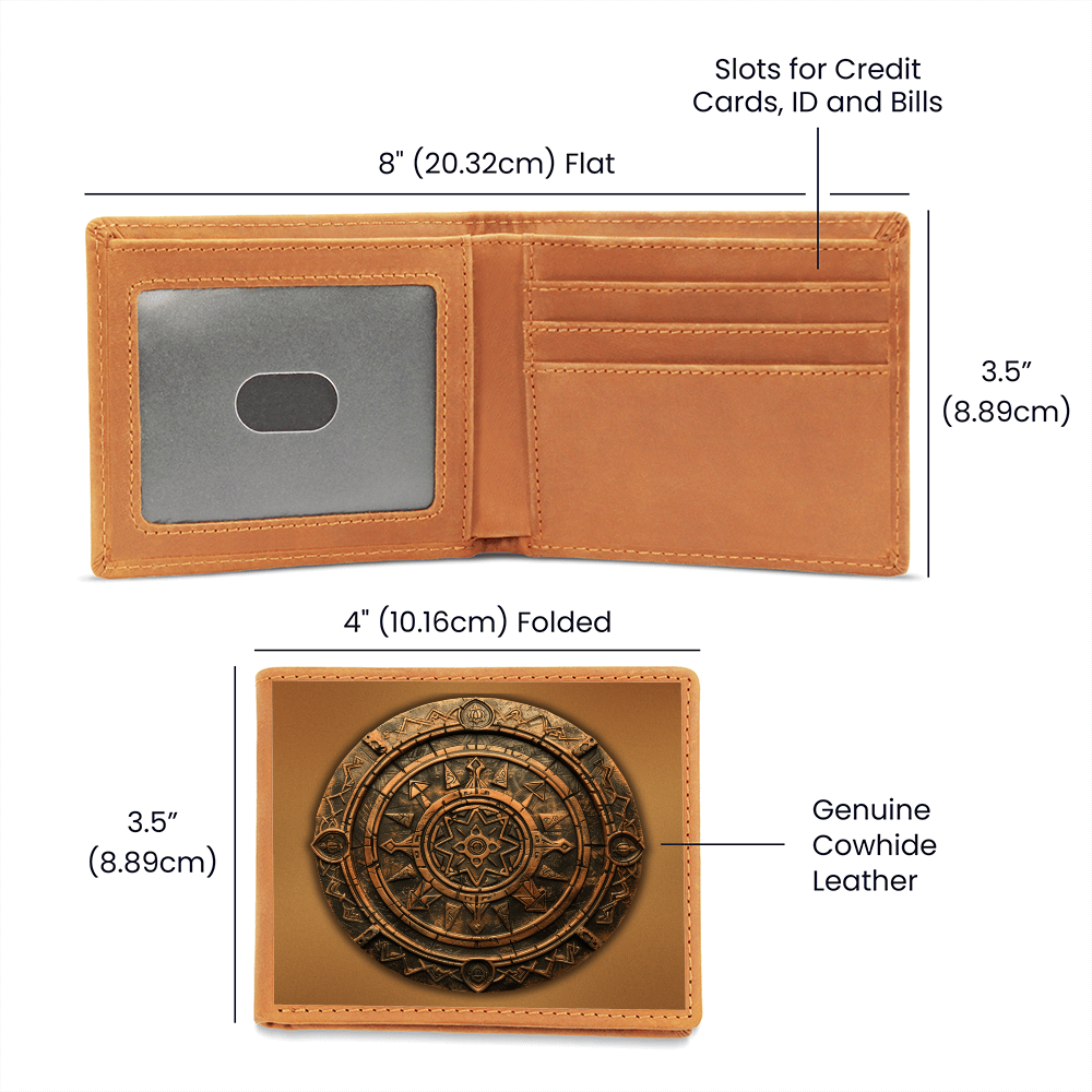 Arcane Alchemy Circle Embossed Look Genuine Leather Wallet – Mystical Rune Gift for Men