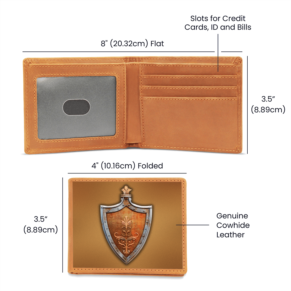 Knight's Order Shield Embossed Look Genuine Leather Wallet – Medieval Fantasy Gift for Men