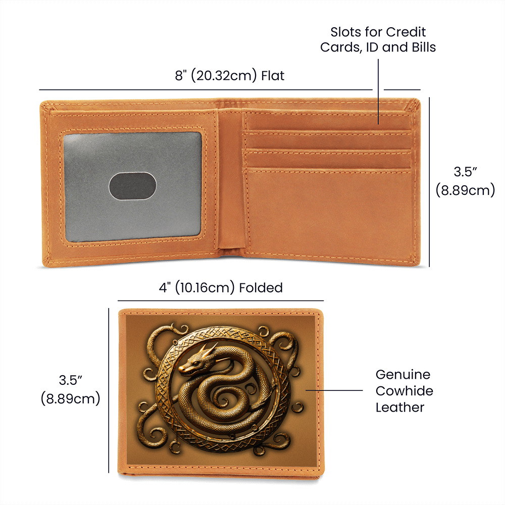 Arcane Serpent Ouroboros Embossed Look Genuine Leather Wallet – Fantasy Arcane Collection