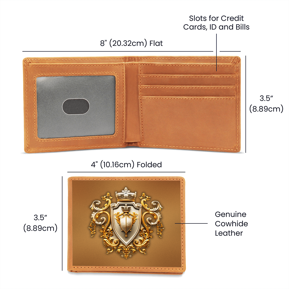 Knight's Order Crest Embossed Look Genuine Leather Wallet – Medieval Fantasy Gift for Men