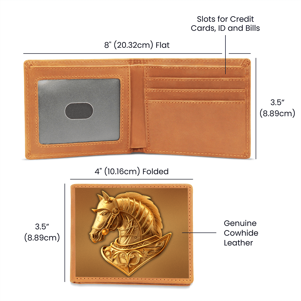 Knight's Order Horse Embossed Look Genuine Leather Wallet – Medieval Fantasy Gift for Men