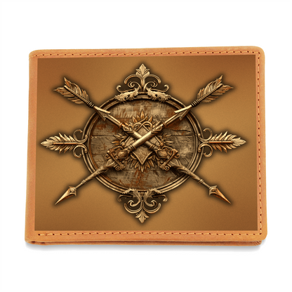 Armory Crossed Spears & Arrows Embossed Look Leather Wallet – Medieval Armory Collection