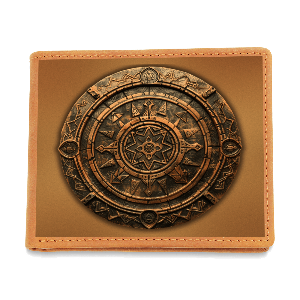 Arcane Alchemy Circle Embossed Look Genuine Leather Wallet – Mystical Rune Gift for Men