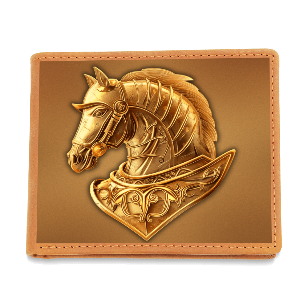 Knight's Order Horse Embossed Look Genuine Leather Wallet – Medieval Fantasy Gift for Men