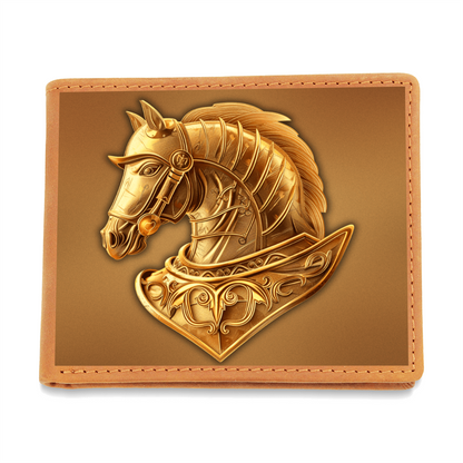Knight's Order Horse Embossed Look Genuine Leather Wallet – Medieval Fantasy Gift for Men