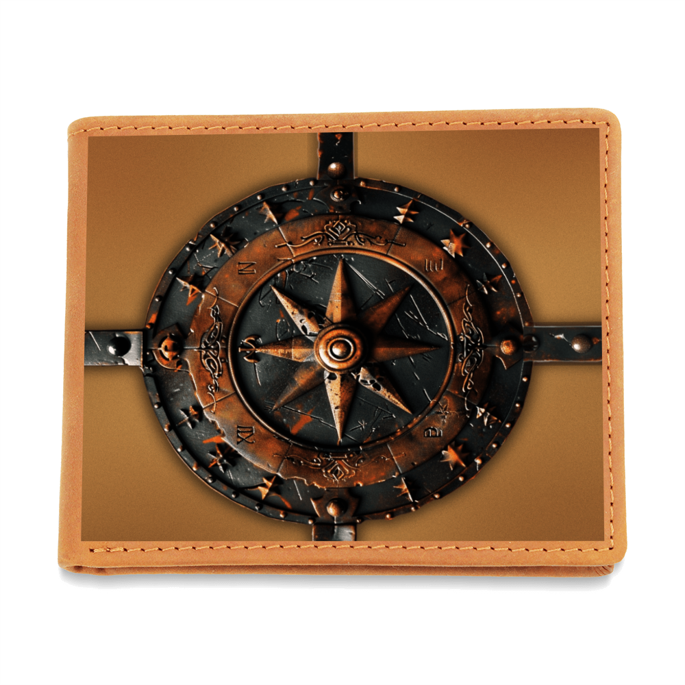 Arcane Compass Rose Embossed Look Genuine Leather Wallet – Fantasy Arcane Collection