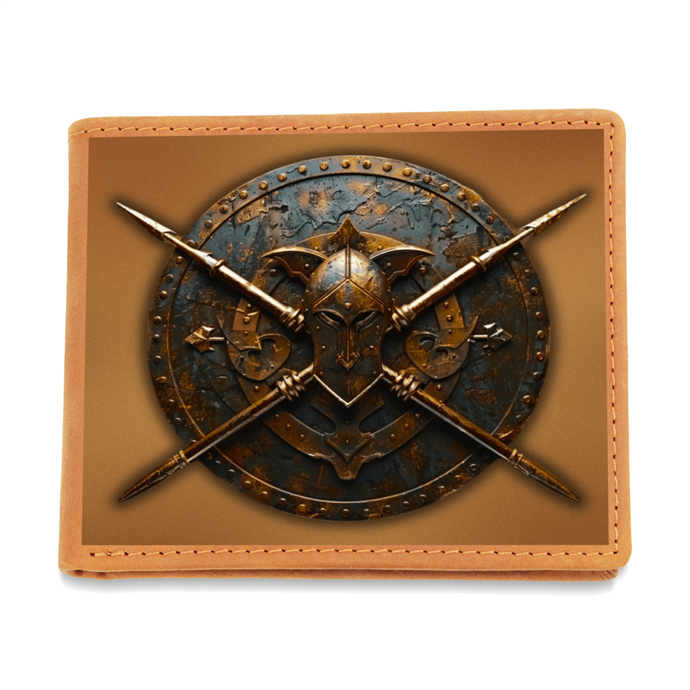 Armory Spartan Spear & Shield Embossed Look Genuine Leather Wallet – Medieval Armory Collection