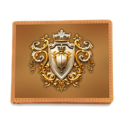 Knight's Order Crest Embossed Look Genuine Leather Wallet – Medieval Fantasy Gift for Men