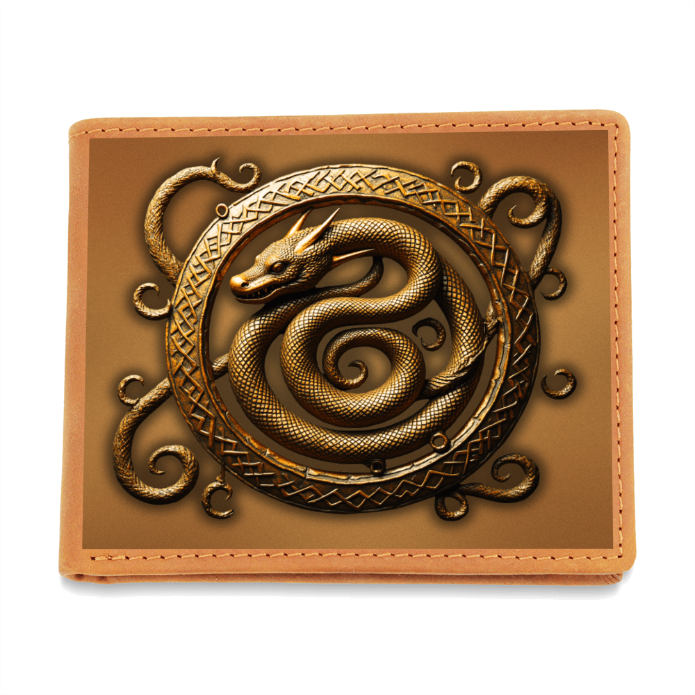 Arcane Serpent Ouroboros Embossed Look Genuine Leather Wallet – Fantasy Arcane Collection