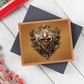 Heraldry Fleur-de-lis Embossed Look Genuine Leather Wallet – Medieval Fantasy Gift for Men