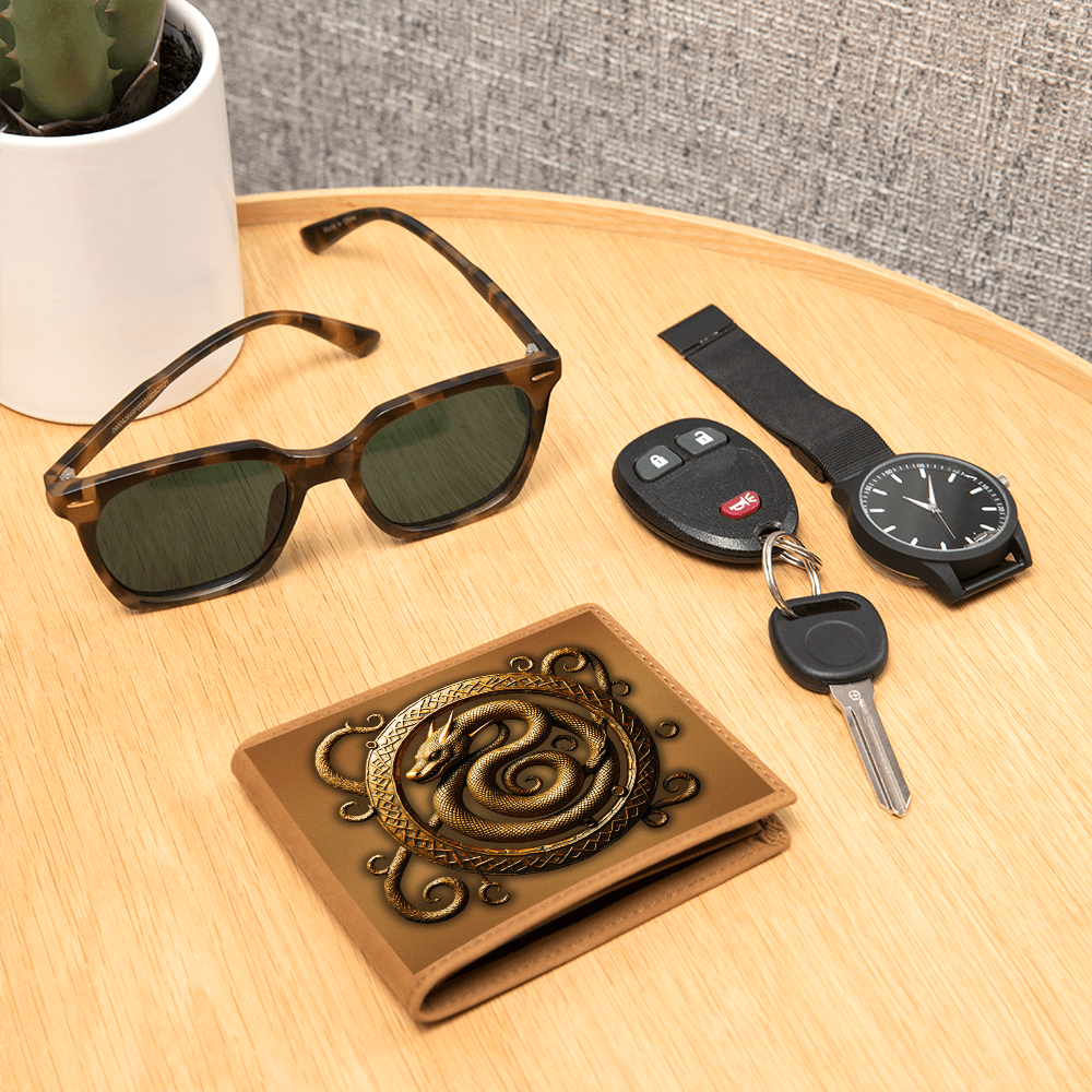 Arcane Serpent Ouroboros Embossed Look Genuine Leather Wallet – Fantasy Arcane Collection