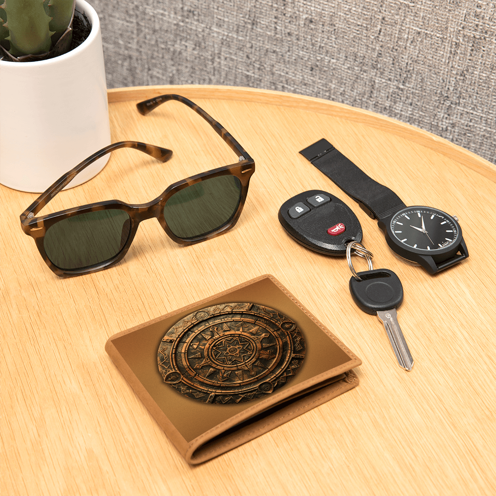 Arcane Alchemy Circle Embossed Look Genuine Leather Wallet – Mystical Rune Gift for Men