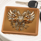 Heraldry Wallet – Embossed Look Double-Headed Eagle | Genuine Leather Fantasy Men's Bifold Wallet | Medieval Gift for Him