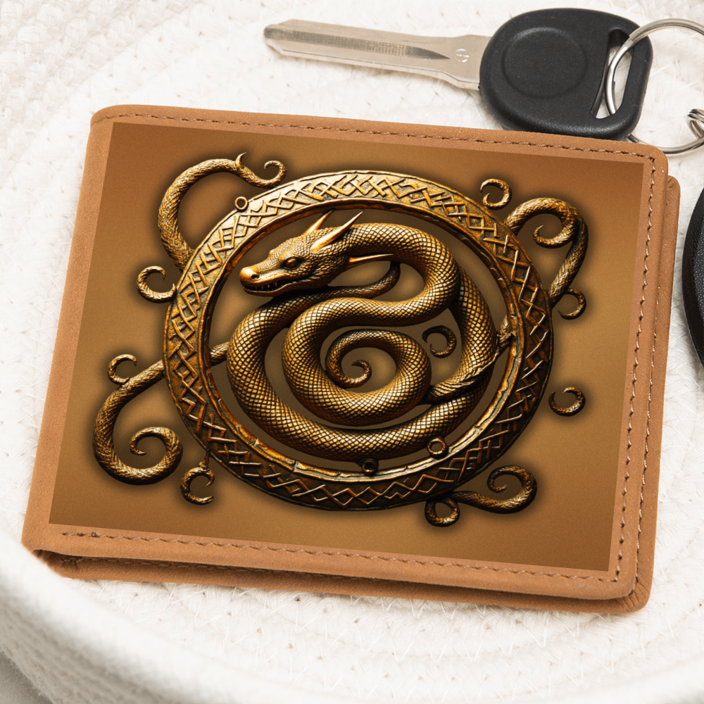 Arcane Serpent Ouroboros Embossed Look Genuine Leather Wallet – Fantasy Arcane Collection
