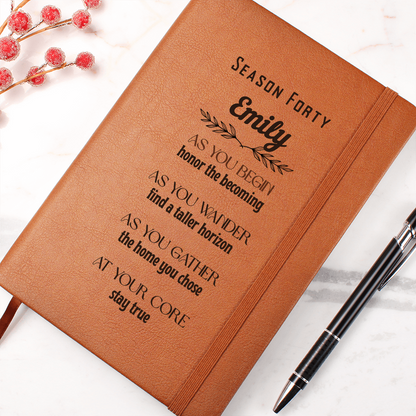 Inspirational Personalized Vegan Leather Journal – Season Forty