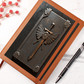 Winged Sword Vegan Leather Journal – Embossed-Look Medieval Warrior Notebook, Fantasy Battle Diary, Gothic Knight Sketchbook, RPG Campaign Journal, Gift for Him