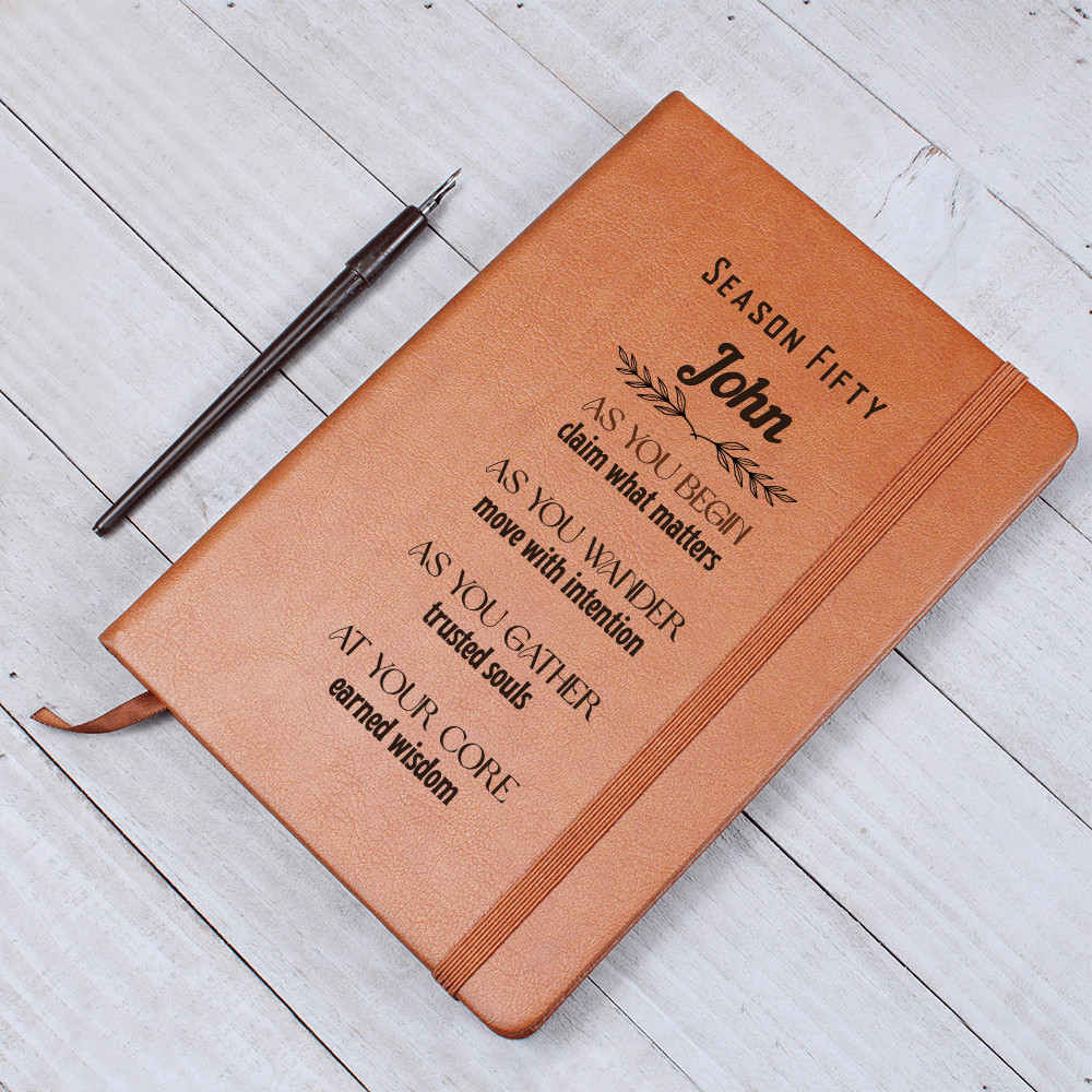 Inspirational Personalized Vegan Leather Journal – Season Fifty