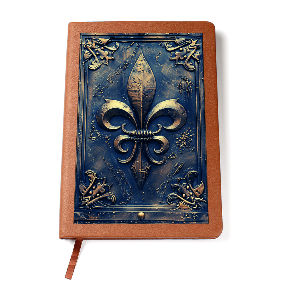 Fleur-de-Lis Vegan Leather Journal – Medieval Fantasy Engraved Look Notebook