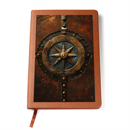 Compass Rose Vegan Leather Journal – Medieval Explorer Fantasy RPG Notebook