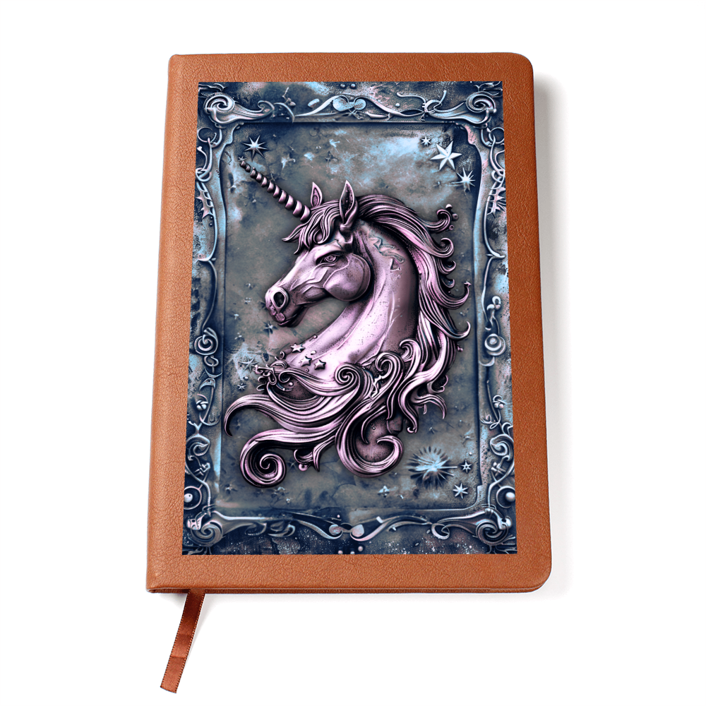 Enchanted Unicorn Vegan Leather Journal – Fantasy Medieval Engraved Look Notebook