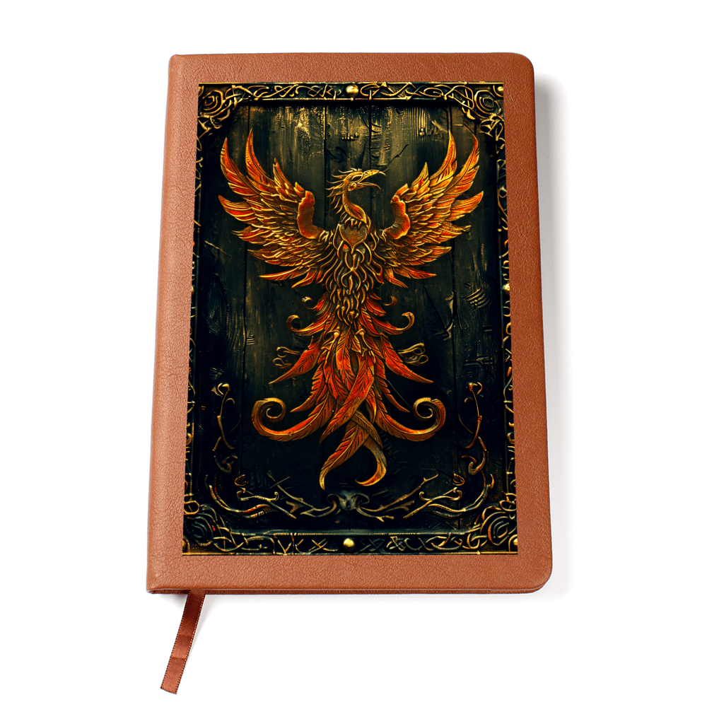 Phoenix Rising Vegan Leather Journal – Fantasy Engraved Look Notebook for RPG & Writers
