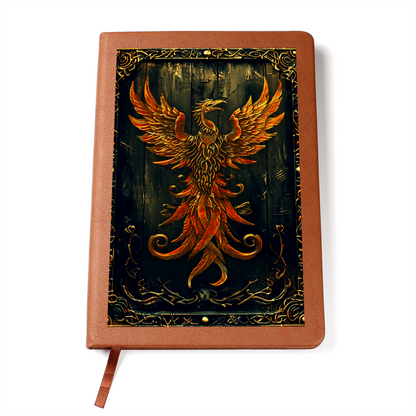 Phoenix Rising Vegan Leather Journal – Fantasy Engraved Look Notebook for RPG & Writers