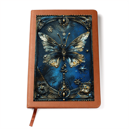 Celestial Butterfly Vegan Leather Journal – Fantasy Engraved Look Notebook