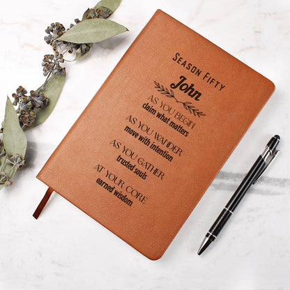 Inspirational Personalized Vegan Leather Journal – Season Fifty