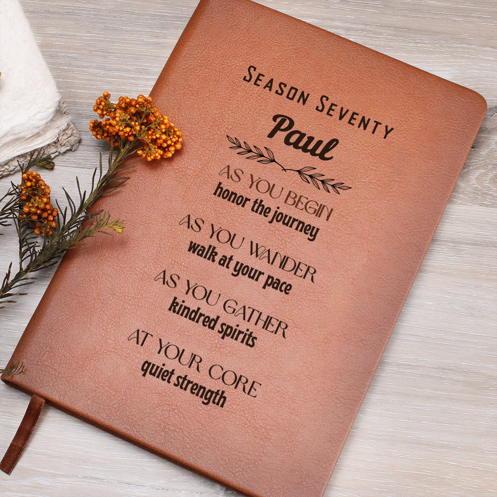 Inspirational Personalized Vegan Leather Journal – Season Seventy