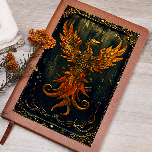 Phoenix Rising Vegan Leather Journal – Fantasy Engraved Look Notebook for RPG & Writers