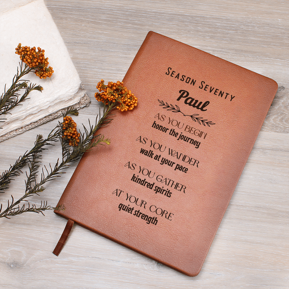 Inspirational Personalized Vegan Leather Journal – Season Seventy