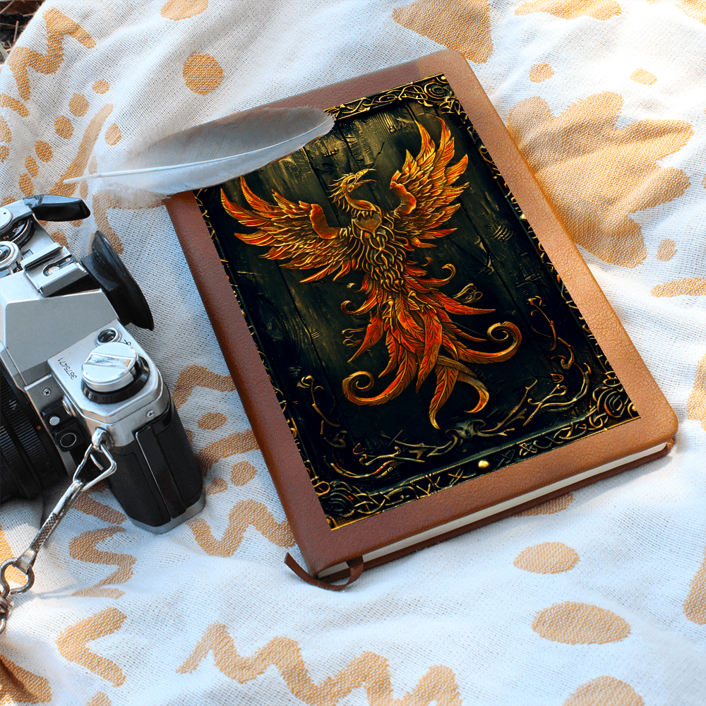 Phoenix Rising Vegan Leather Journal – Fantasy Engraved Look Notebook for RPG & Writers