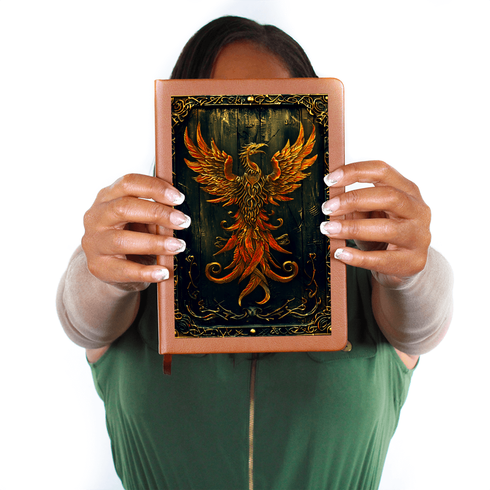 Phoenix Rising Vegan Leather Journal – Fantasy Engraved Look Notebook for RPG & Writers