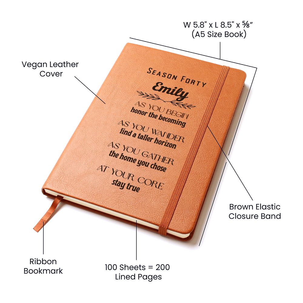 Inspirational Personalized Vegan Leather Journal – Season Forty