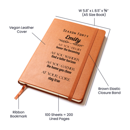 Inspirational Personalized Vegan Leather Journal – Season Forty