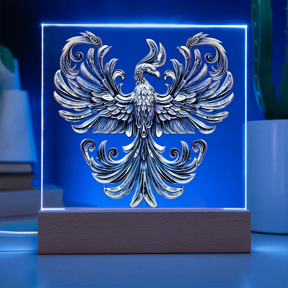 Arcane Embossed Look Phoenix Plaque – Mystical Fantasy Light Panel