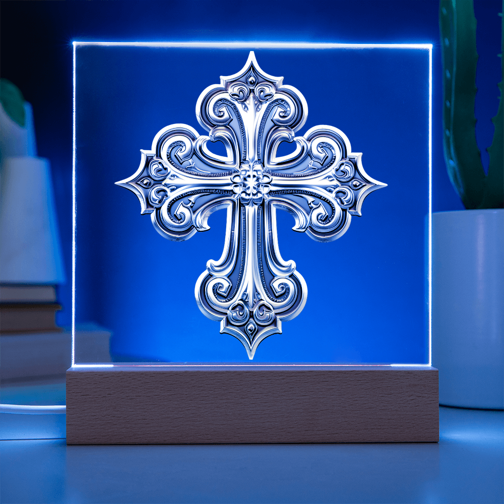 Knight’s Order Embossed Look Cross Plaque – Mystical Fantasy Light Panel