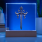 Armory Embossed Look Crowned Sword Plaque – Medieval Fantasy Light Panel