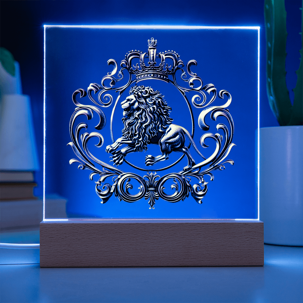 Heraldry Embossed Lion Crest Plaque – Regal Fantasy Light Panel
