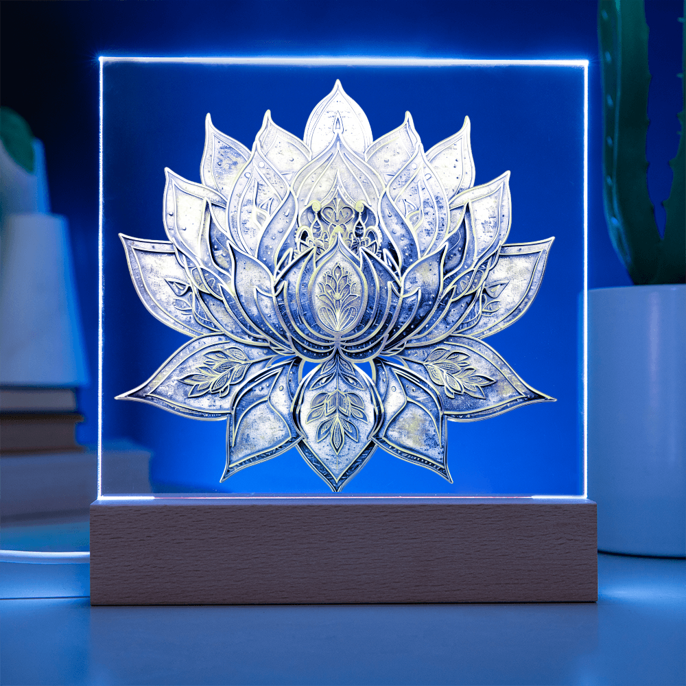 Arcane Embossed Look Lotus Plaque – Mystical Fantasy Light Panel