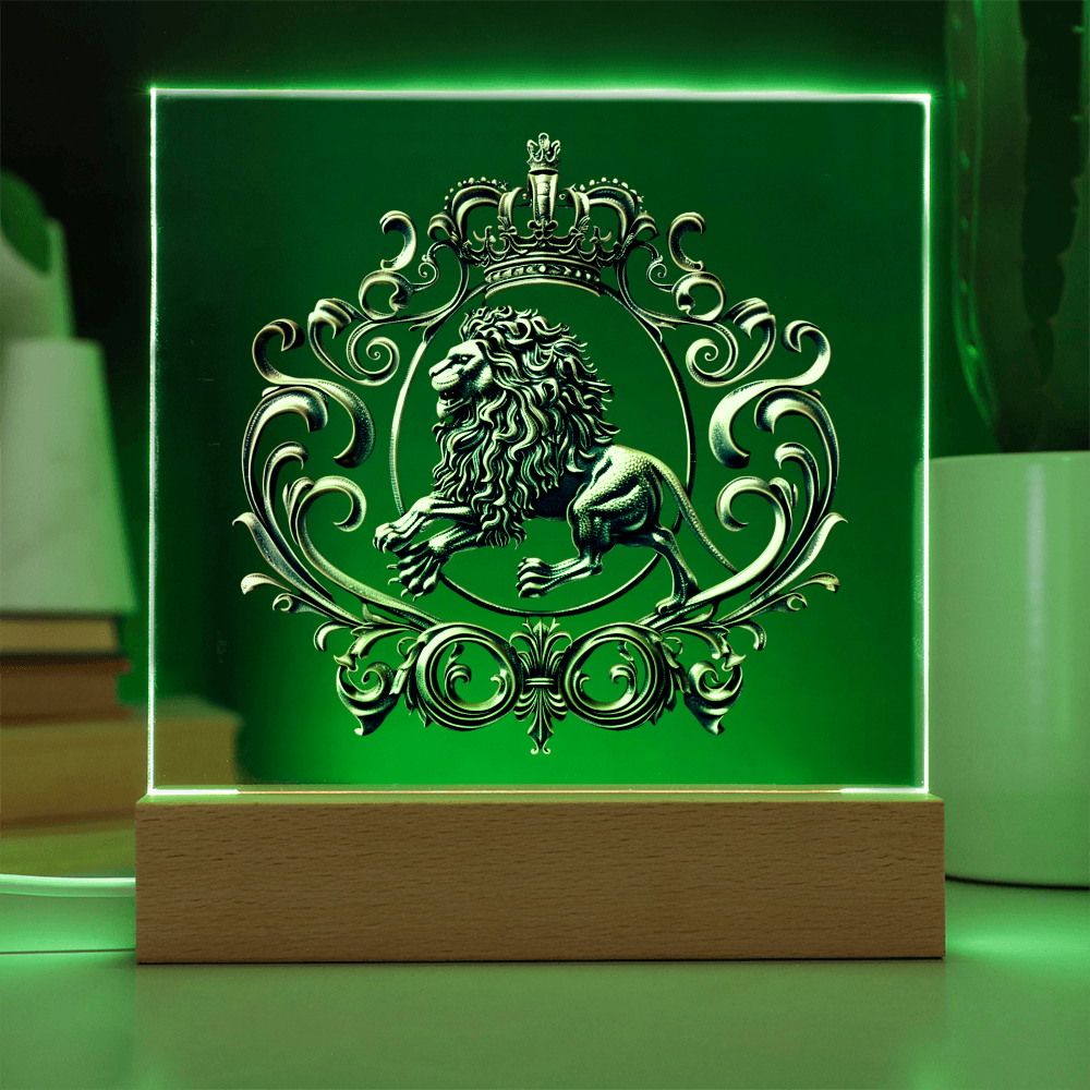 Heraldry Embossed Lion Crest Plaque – Regal Fantasy Light Panel