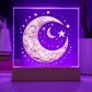 Arcane Embossed Look Crescent Moon Plaque – Mystical Fantasy Light Panel
