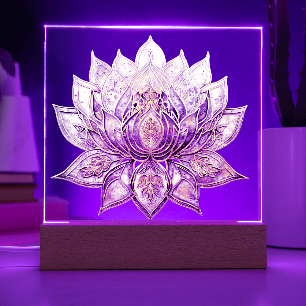 Arcane Embossed Look Lotus Plaque – Mystical Fantasy Light Panel