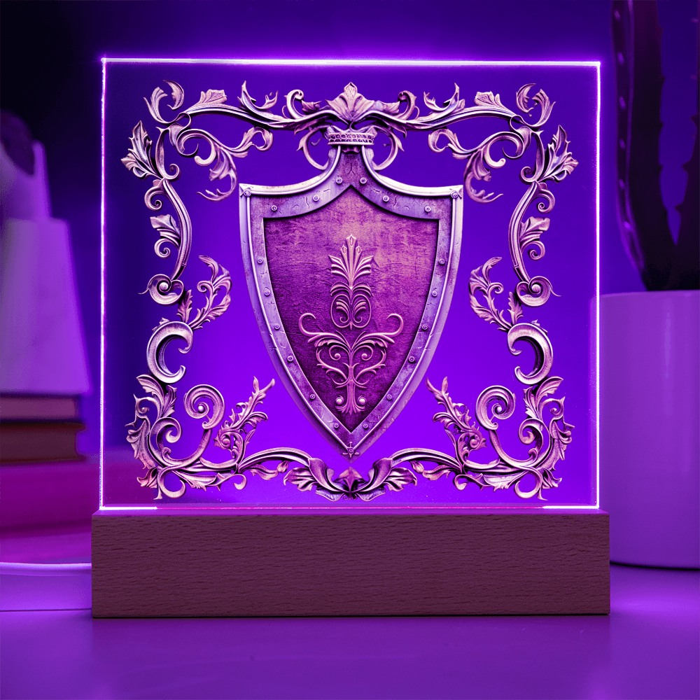 Armory Embossed Look Knight's Shield Plaque – Medieval Fantasy Light Panel