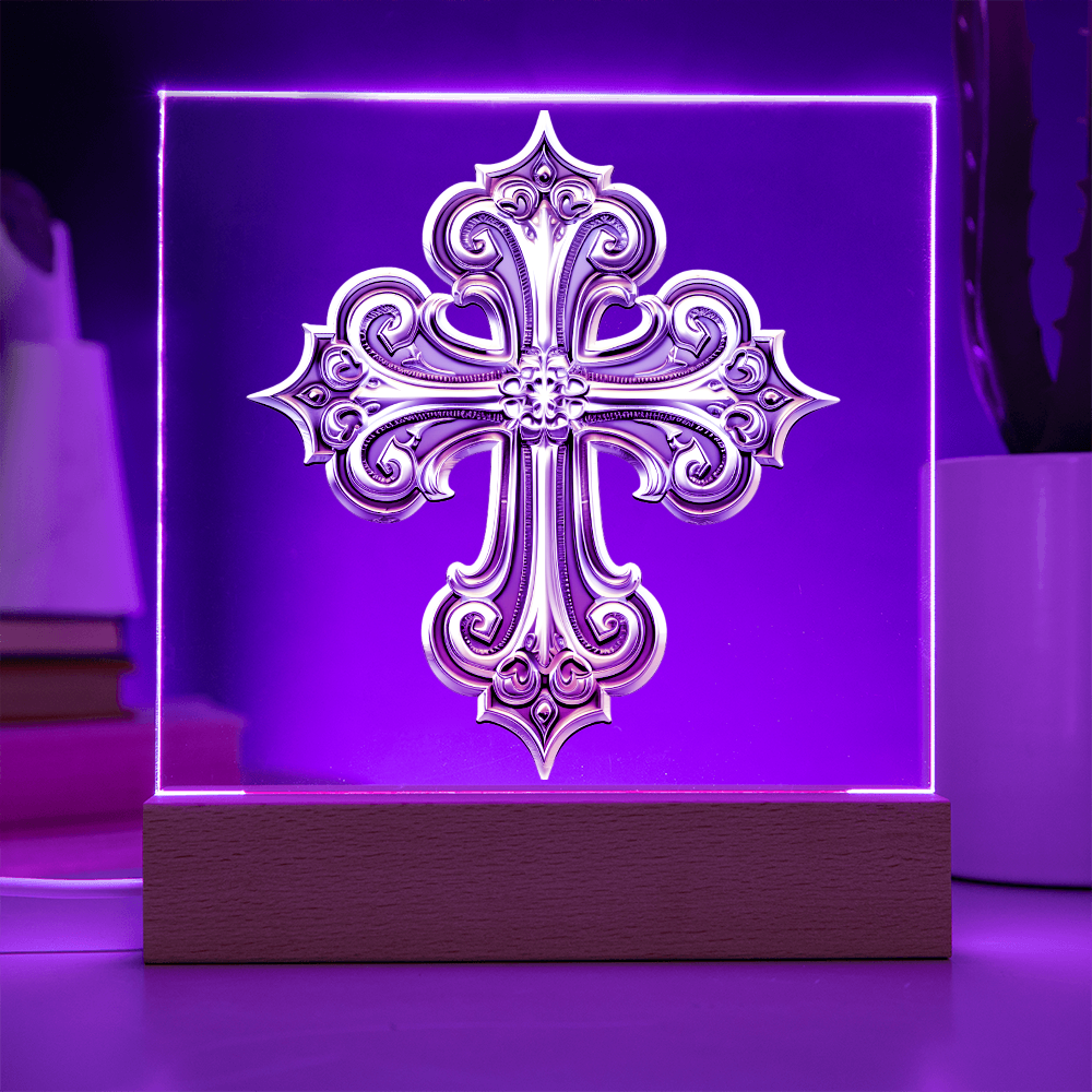 Knight’s Order Embossed Look Cross Plaque – Mystical Fantasy Light Panel