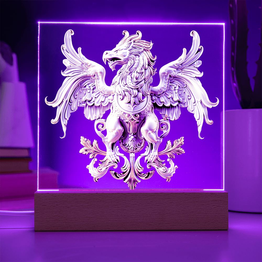 Heraldry Embossed Look Griffin Plaque – Regal Fantasy Light Panel