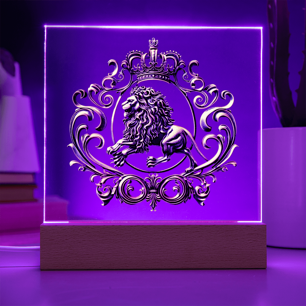 Heraldry Embossed Lion Crest Plaque – Regal Fantasy Light Panel