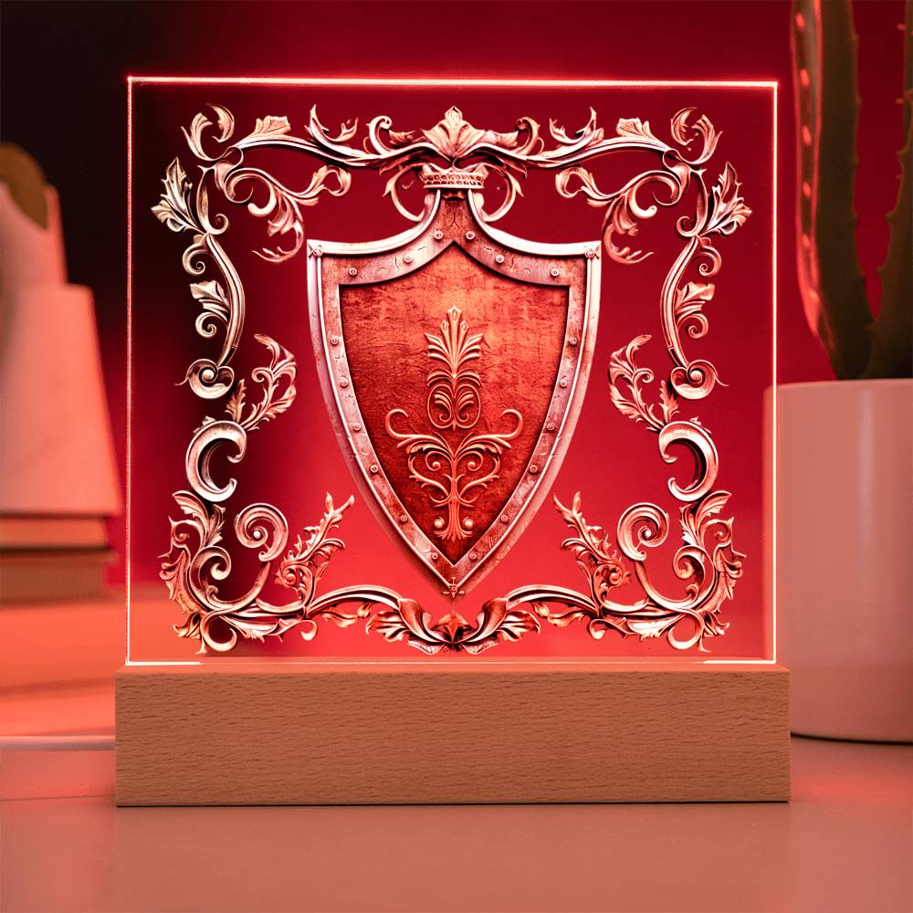 Armory Embossed Look Knight's Shield Plaque – Medieval Fantasy Light Panel
