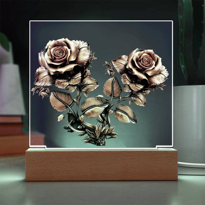 Heraldry Embossed Look Rose Plaque – Mystical Fantasy Light Panel