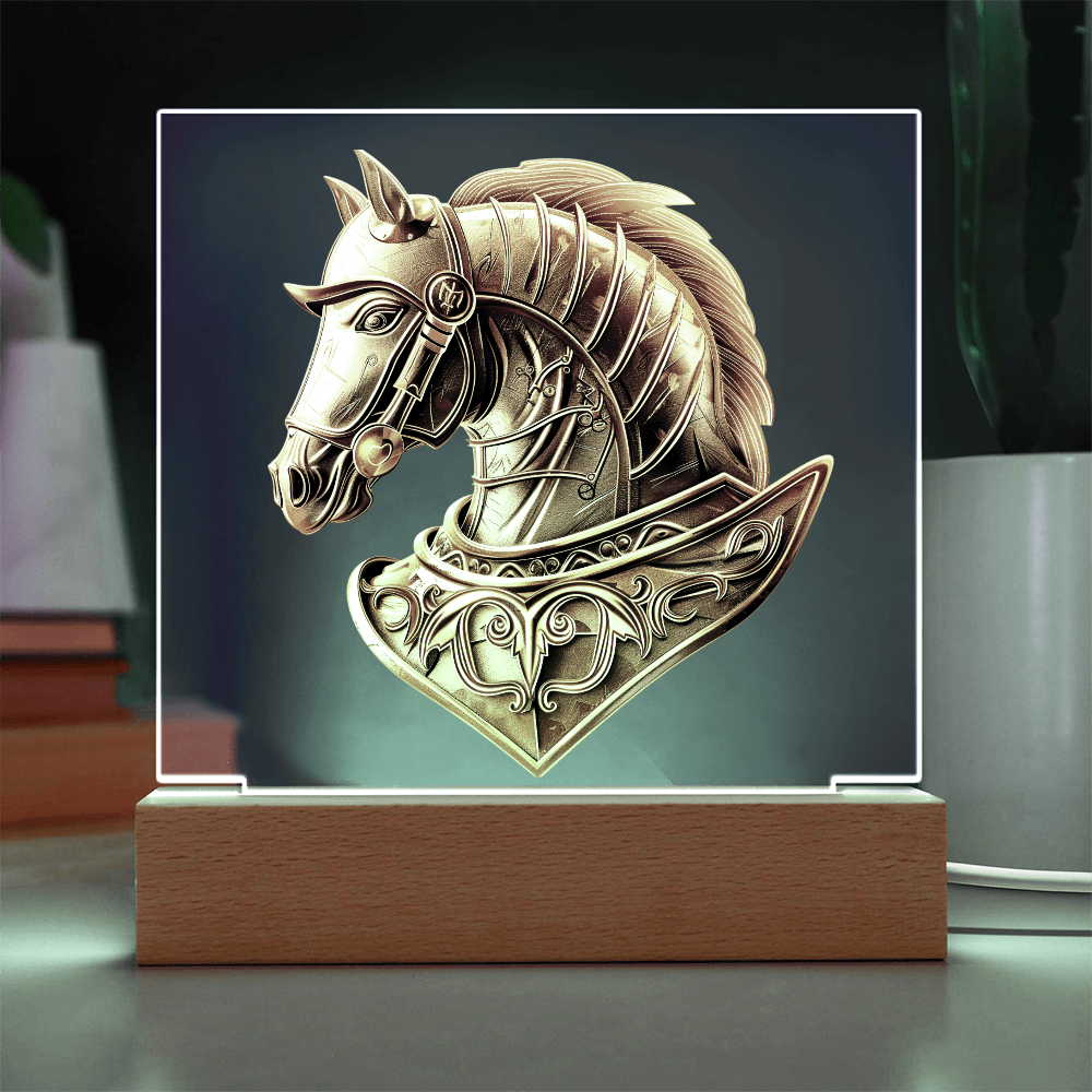 Knight’s Order Embossed Look Warhorse Plaque – Mystical Fantasy Light Panel